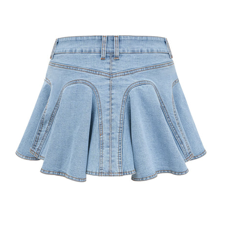 Capucine denim flouncehem skirt