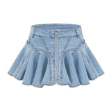 Capucine denim flouncehem skirt