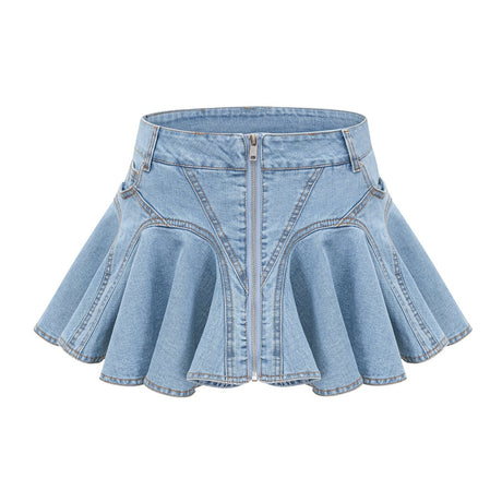 Capucine denim flouncehem skirt