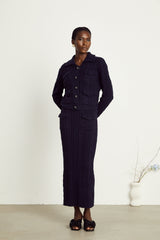 Capucine navyblue knit jacket  skirt matching set