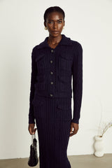 Capucine navyblue knit jacket  skirt matching set