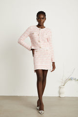 Capucine pink checkpattern cardigan  skirt matching set