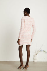 Capucine pink checkpattern cardigan  skirt matching set