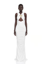 Capucine White Ruched Corset Maxi Dress