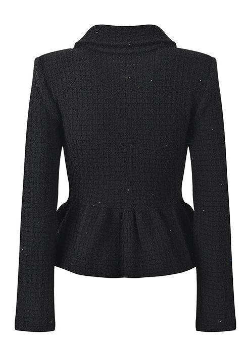 Carla Jacket & Skirt Set - Peplum Silhouette - Classic Design - Chic Styling - Textured Sparkle Fabric - Decorative Button Details