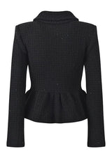 Carla Jacket & Skirt Set - Peplum Silhouette - Classic Design - Chic Styling - Textured Sparkle Fabric - Decorative Button Details