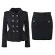 Carla Jacket & Skirt Set - Peplum Silhouette - Classic Design - Chic Styling - Textured Sparkle Fabric - Decorative Button Details