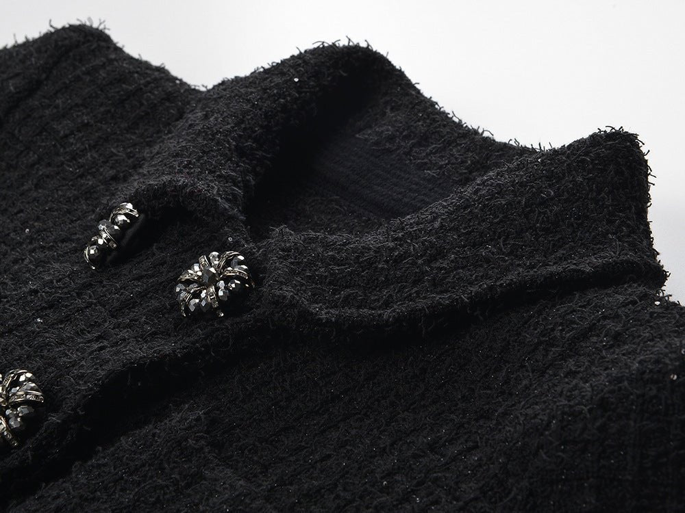 Carla Jacket & Skirt Set - Peplum Silhouette - Classic Design - Chic Styling - Textured Sparkle Fabric - Decorative Button Details