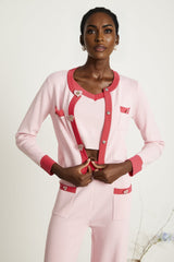 Carlotta Cardigan, Vest & Trousers Set - Round Neck - Front Button Fastening - V - Neck - Knitted Construction