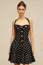 Carly Mini Dress Black & White Polka Dot Flounce Hem