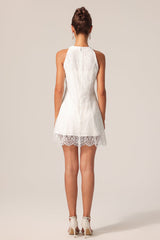 Carmela White Lace Overlay Knee-Length Dress for Women