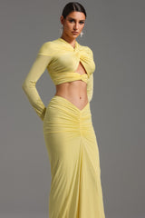 Carmelina Yellow Knot Detail Maxi Dress