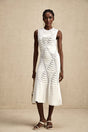 Carmen Midi Dress - Stretch Knit - Crew Neck - Sleeveless - Godet Design