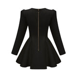 Carmina Blazer - V - Neck - Long Sleeves - Tone Buttons - A - Line