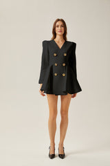 Carmina Blazer - V - Neck - Long Sleeves - Tone Buttons - A - Line