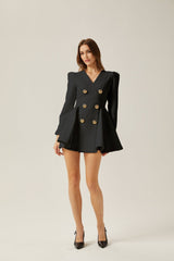 Carmina Blazer - V - Neck - Long Sleeves - Tone Buttons - A - Line