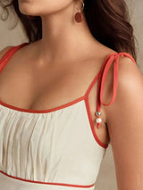 Carmina Midi Dress - Spaghetti Strap - Flared Hem - High Waist - Colorblock - Boho Style