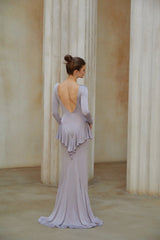 Caroline Maxi Dress Purple Ruffle Front Slit