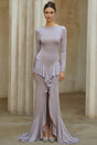Caroline Maxi Dress Purple Ruffle Front Slit