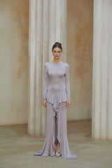 Caroline Maxi Dress Purple Ruffle Front Slit