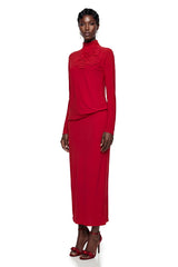 Caroline Red Maxi Dress with 3D Petals