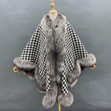 Cashmere & Fur Winter Coat with Embossed Letter Print