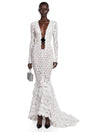 Cass White VNeck Lace Bodycon Maxi Dress