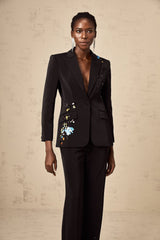 Cassandra Blazer & Trousers - Peak Lapels - Sequin Embellishment - Crystal Detail - Wide Leg