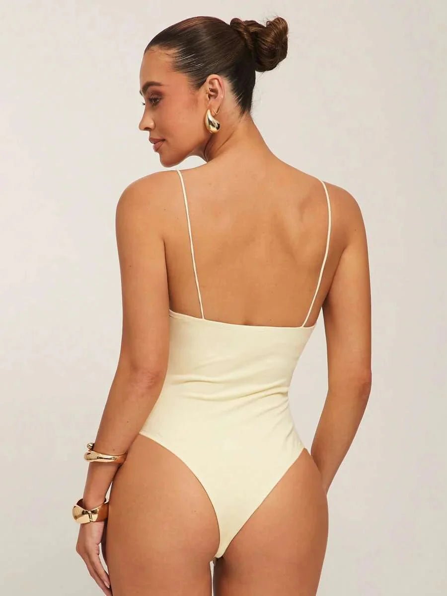 Cassandra Bodysuit - High Stretch Elasticity - Slim Fit - Casual Style - Sleeveless - Neckline Spaghetti Strap - Waist Line Natural (mid Waist)