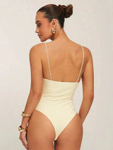 Cassandra Bodysuit - High Stretch Elasticity - Slim Fit - Casual Style - Sleeveless - Neckline Spaghetti Strap - Waist Line Natural (mid Waist)