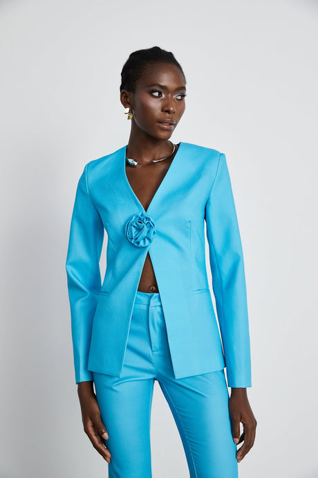 Cassandra floral satin jacket  trousers matching set