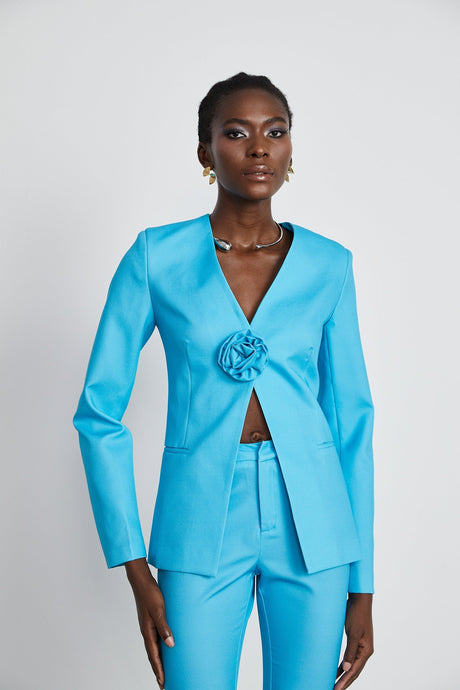 Cassandra floral satin jacket  trousers matching set