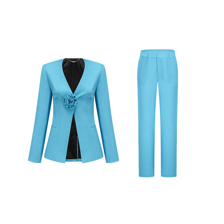 Cassandra floral satin jacket  trousers matching set