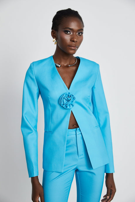 Cassandra floral satin jacket  trousers matching set