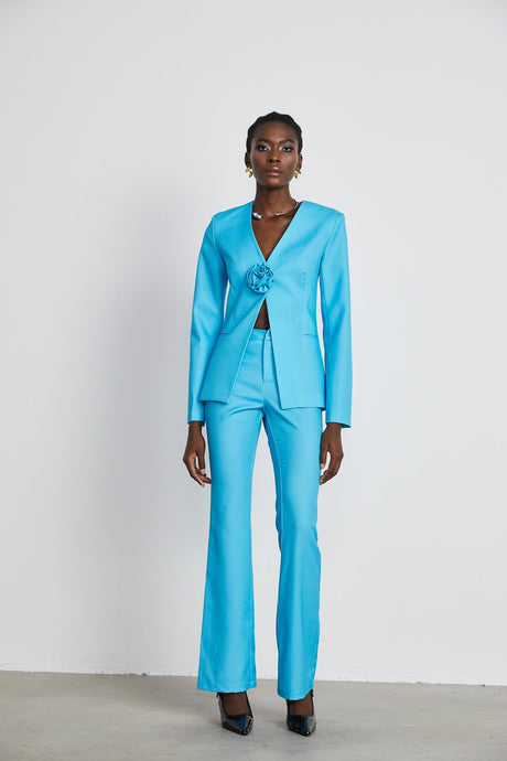 Cassandra floral satin jacket  trousers matching set