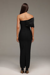 Cassidy Black Diamond Embellished One-Shoulder Dress