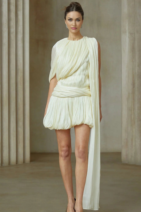 Cassidy Mini Dress Pleated Ribbon Bubble Hem Glitter Accent