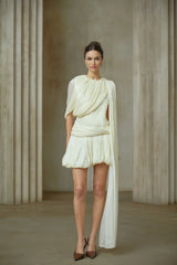 Cassidy Mini Dress Pleated Ribbon Bubble Hem Glitter Accent