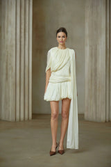 Cassidy Mini Dress Pleated Ribbon Bubble Hem Glitter Accent