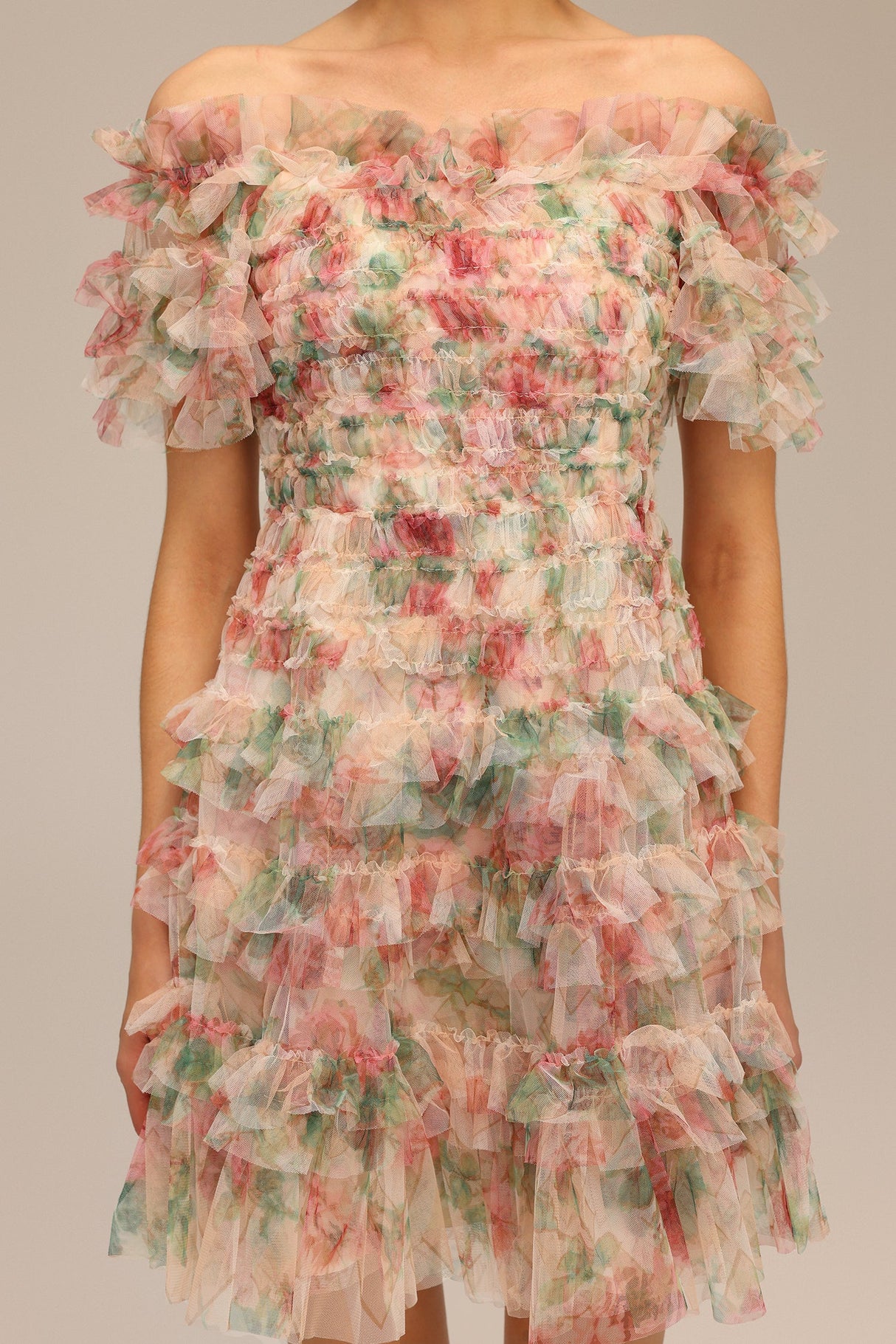Cassidy Pink Floral Ruffle Dress for Women