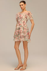 Cassidy Pink Ruffle Floral Dress