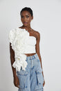 Caterina Floral Top - Off - the - shoulder Style - Sleeveless Design - Floral Applique Detailing - Rear Zip Fastening