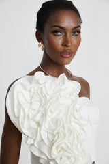 Caterina Floral Top - Off - the - shoulder Style - Sleeveless Design - Floral Applique Detailing - Rear Zip Fastening