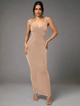 Caterina Maxi Dress - Bodycon Fit - Backless Design - Split Hem