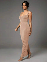 Caterina Maxi Dress - Bodycon Fit - Backless Design - Split Hem