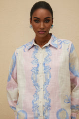 Caterinella Shirt & Trousers Set - Graphic Print - Wide Leg - Buttoned Cuffs