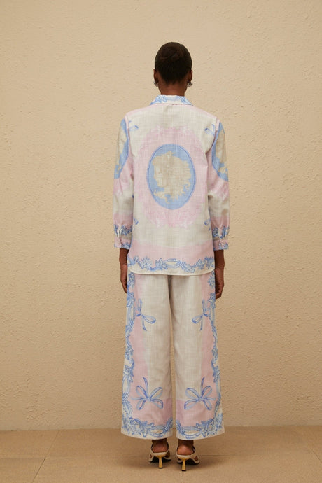 Caterinella Shirt & Trousers Set - Graphic Print - Wide Leg - Buttoned Cuffs