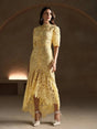 Catherine Catherine Maxi Dress with Floral Lace Design in Yellow