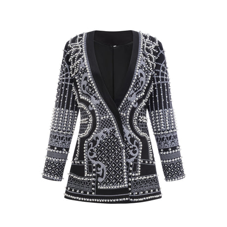 Catherine patternprint Vneck blazer dress