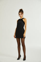 Catriona velvetbow lowback mini dress